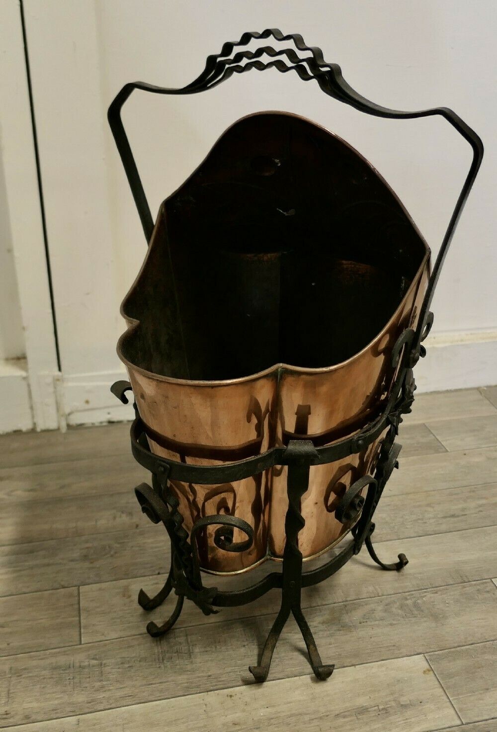 Art Nouveau Brass Helmet Coal Scuttle photo for sale