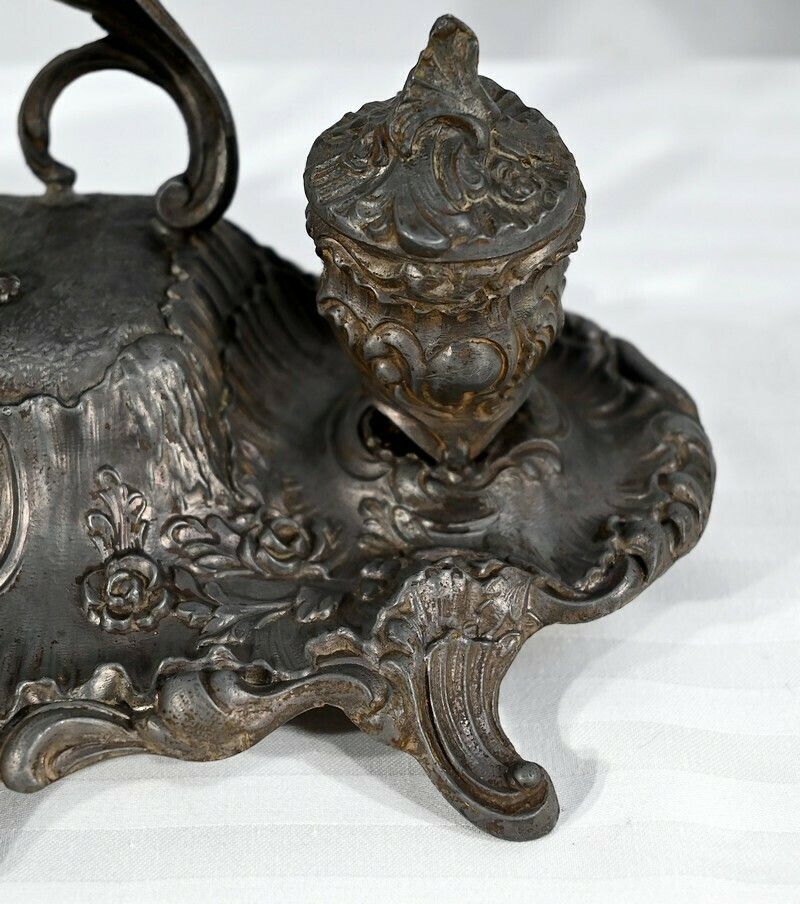 photo buy Pewter Inkwell, Signed A.Bossu   Late 19th Century