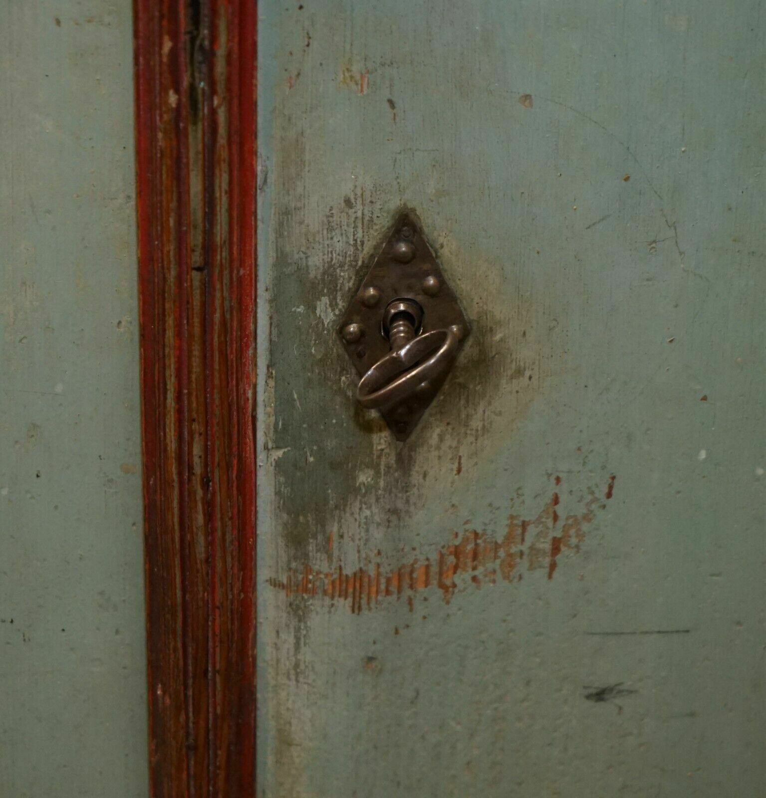 Antique 1818 Dated Aqua Blue Hand Painted German Marriage Wardrobe Rare Colour photo vinterior