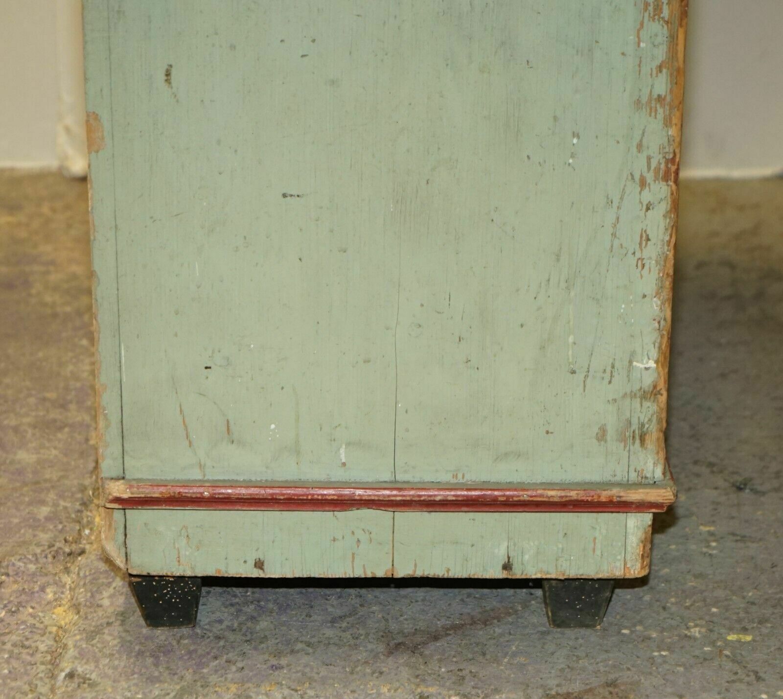 photo for sale Antique 1818 Dated Aqua Blue Hand Painted German Marriage Wardrobe Rare Colour