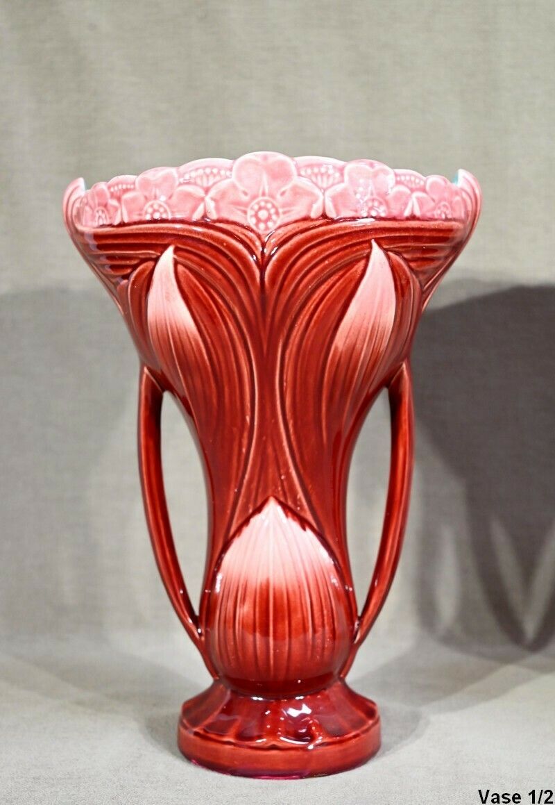 Pair Of Earthenware Vases, Stamped Digoin Sarreguemines   Late 19th Century photo vinterior