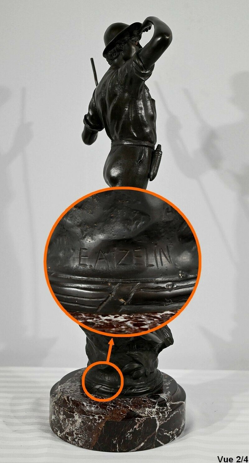 photo vinterior Bronze “The Reaper”, Signed E.Aizelin – 2nd Part Of The 19th Century