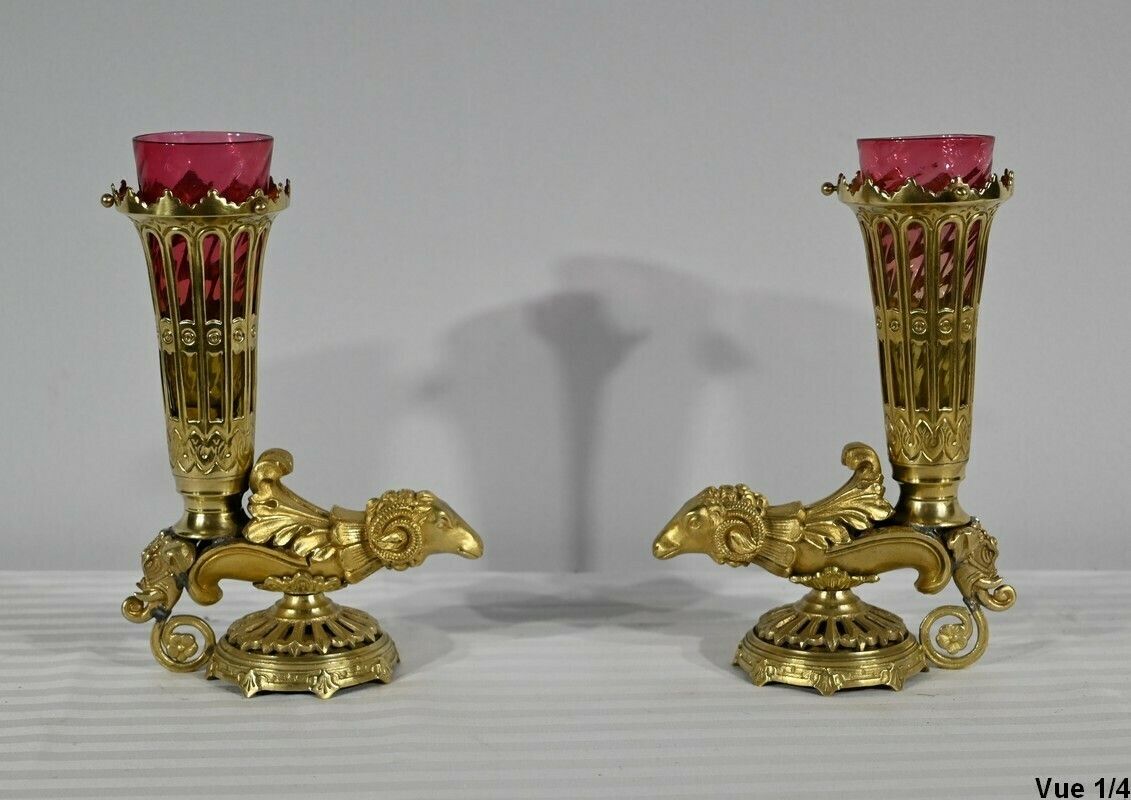 Pair Of Bronze Rython Vases – 1st Part Of The 19th Century photo 1808.68