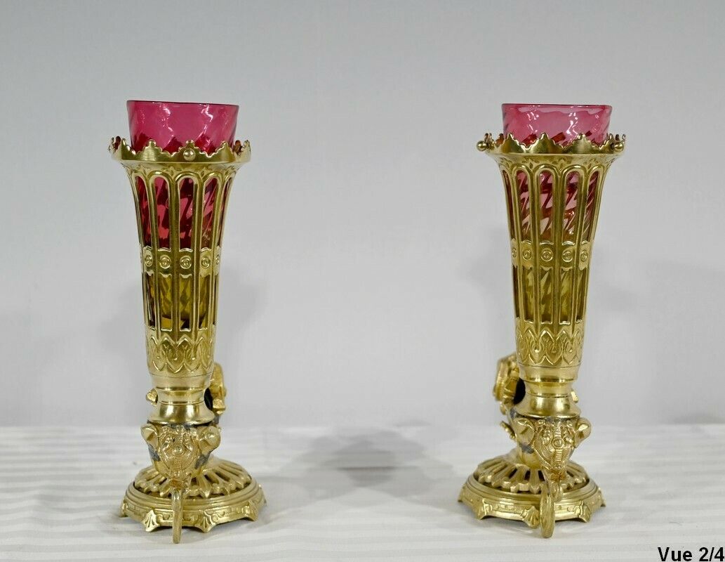 photo vintage Pair Of Bronze Rython Vases – 1st Part Of The 19th Century
