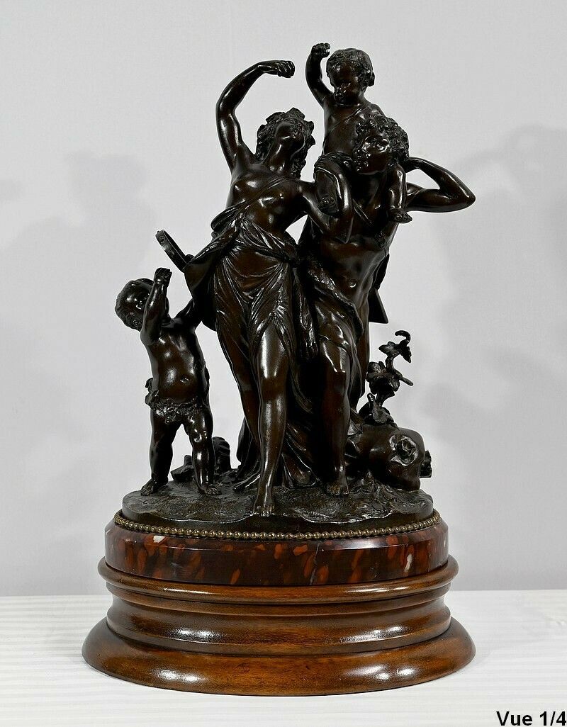 Bronze "The Childhood Of Silenus", After Clodion   2nd Part Of The 19th Century photo Home Decor