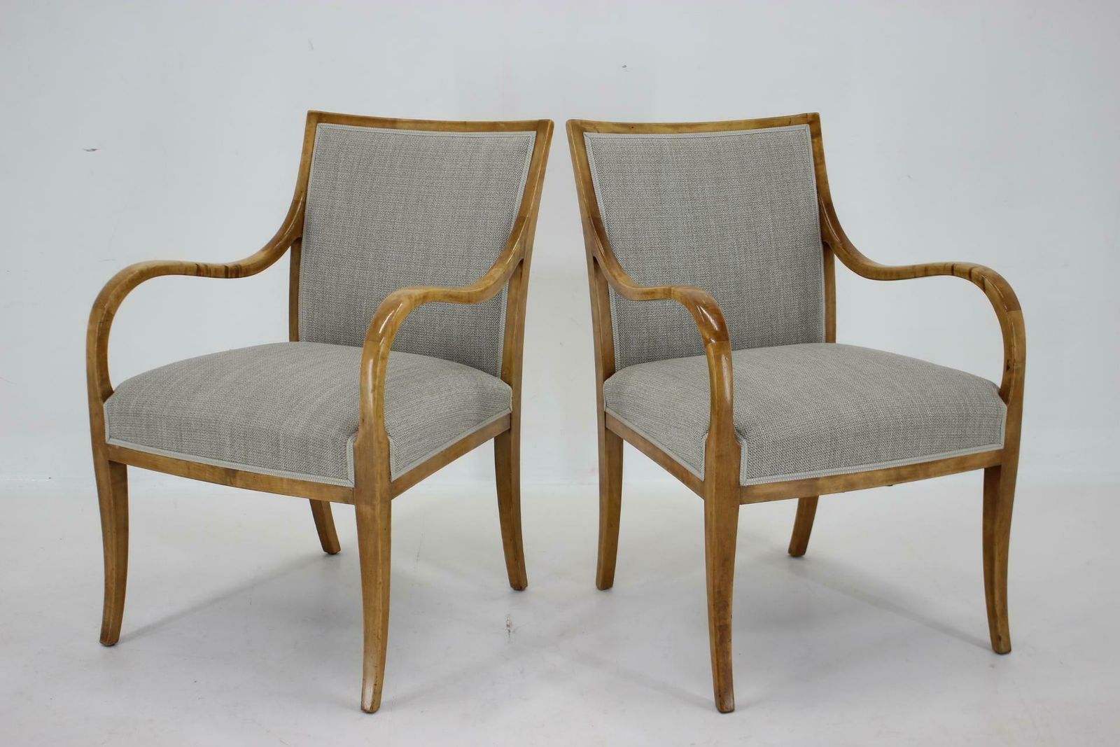 1950s Pair Of Frits Henningsen Armchairs In Birch Wood ,Denmark photo vintage