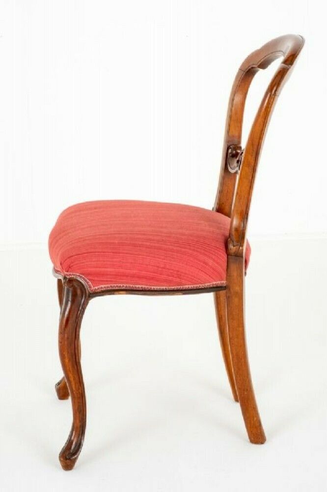 Set Victorian Dining Chairs Walnut Balloon Back photo vinterior