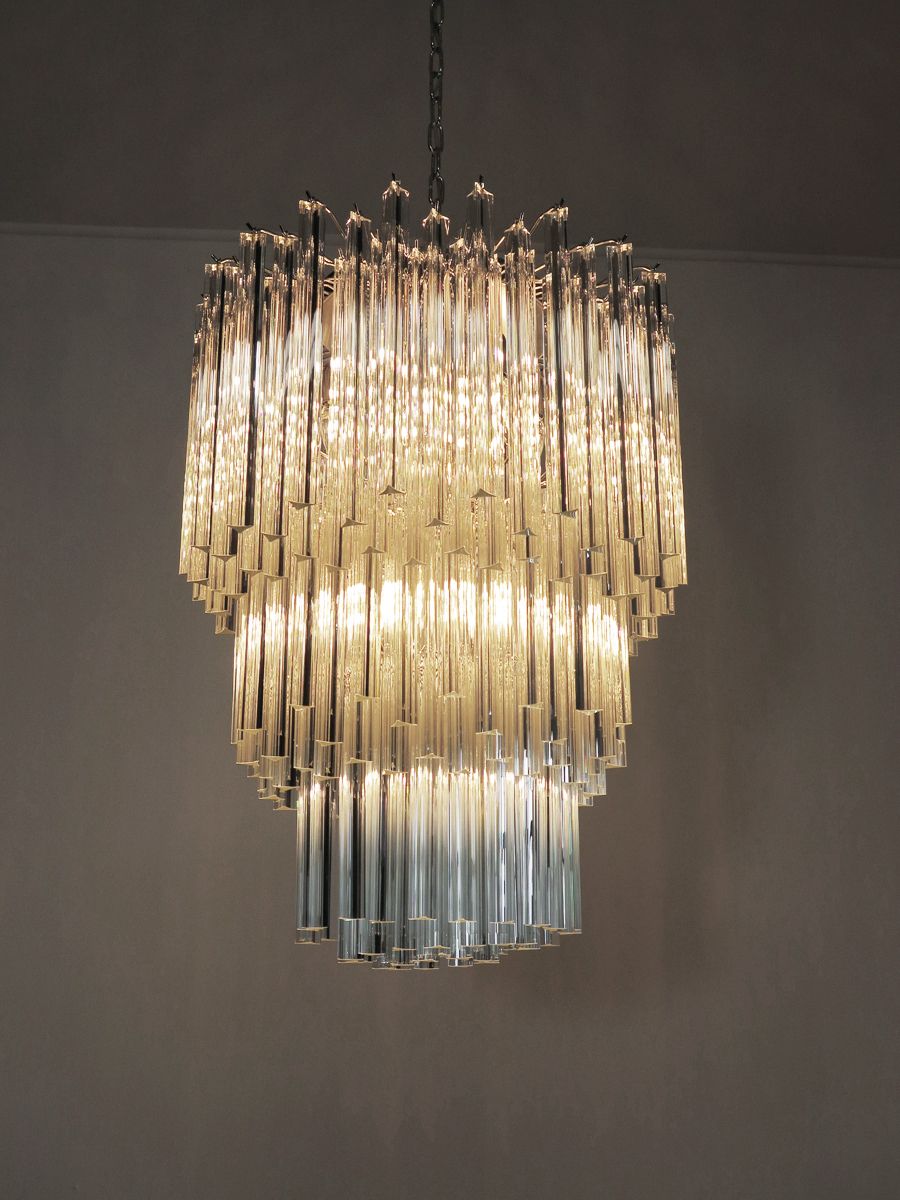 Huge Murano Chandelier Trasparent Triedri – 187 Prism   Mariangela Model photo furniture