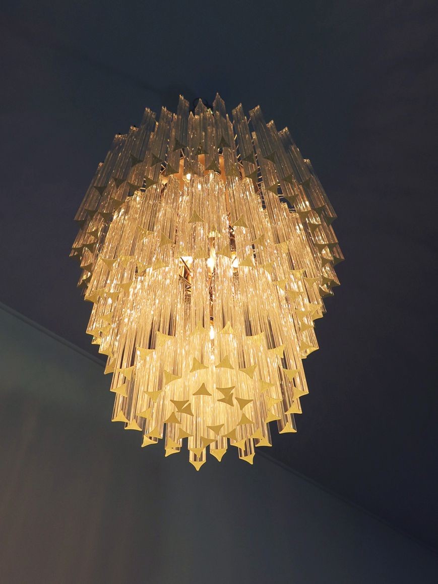 Huge Murano Chandelier Trasparent Triedri – 187 Prism   Mariangela Model photo 2940.0
