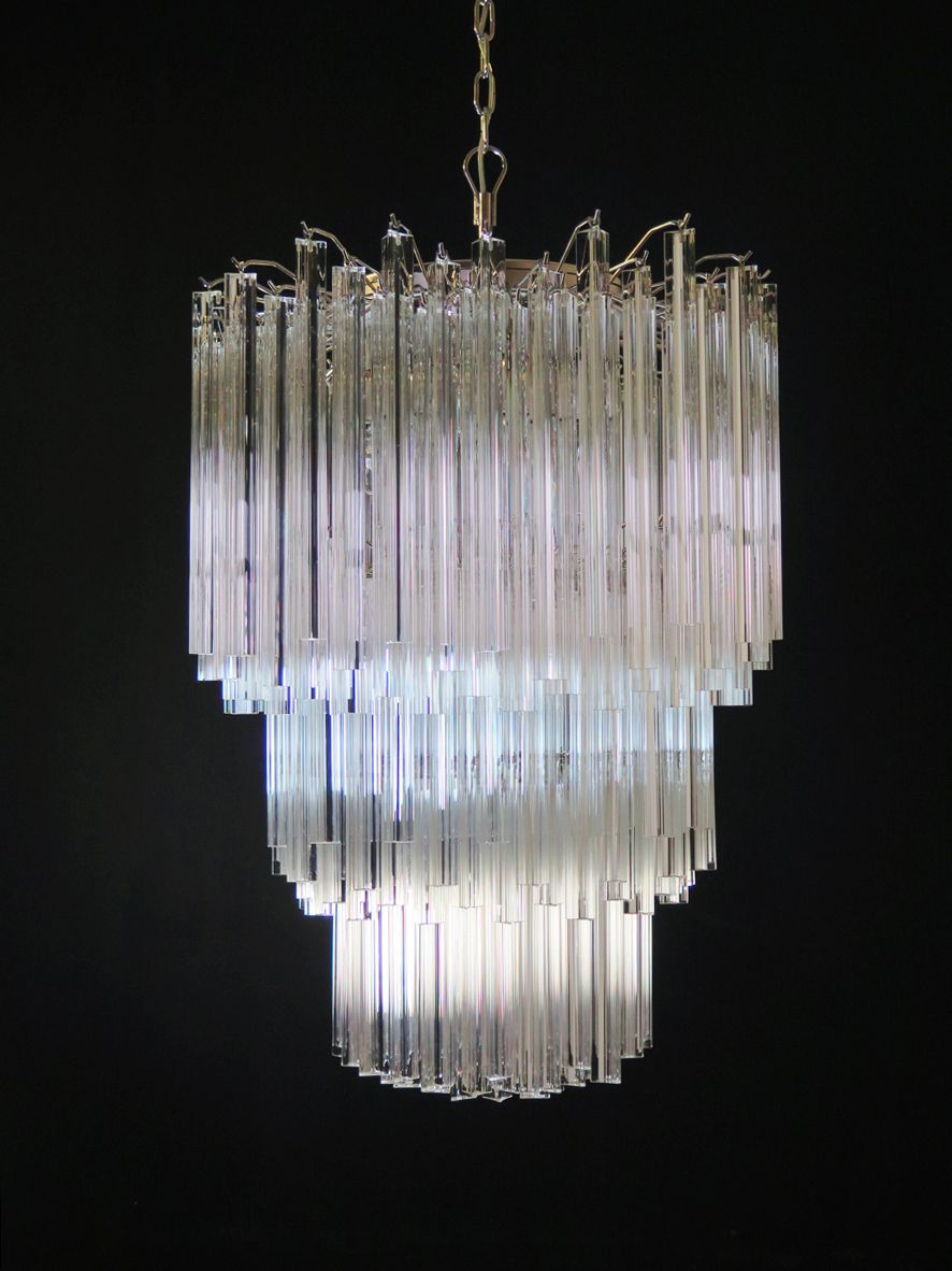 Huge Murano Chandelier Trasparent Triedri – 187 Prism   Mariangela Model photo vinterior