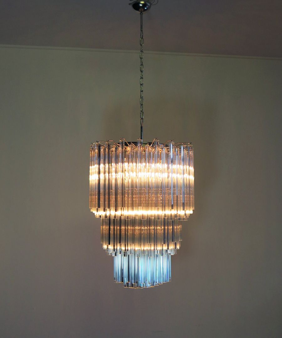2940.0 Huge Murano Chandelier Trasparent Triedri – 187 Prism   Mariangela Model photo