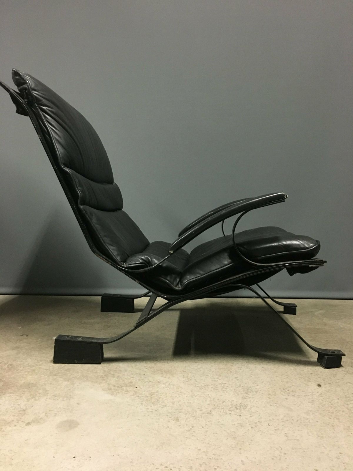 Pep Bonet Tuman Black Leatherette Lounge Chair For Levesta, Circa 1969