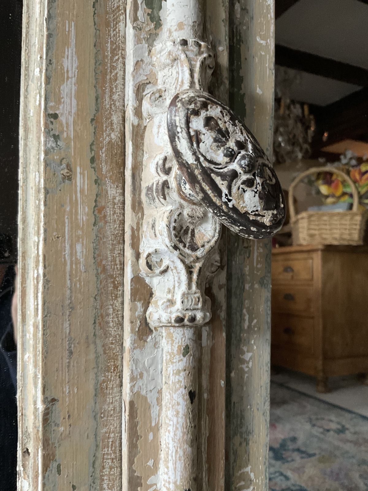 Huge Floor Standing Antique French Mirrors 232cm High X 110cm W Chateau Door Frame Mirrors Arched Top photo vinterior