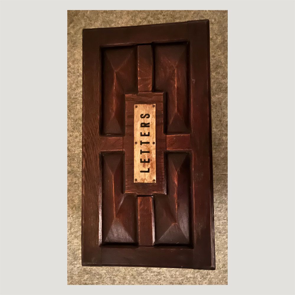 Early 20th Century Arts & Crafts Oak Letter Box With Brass “Letters” Plaque photo Home Decor