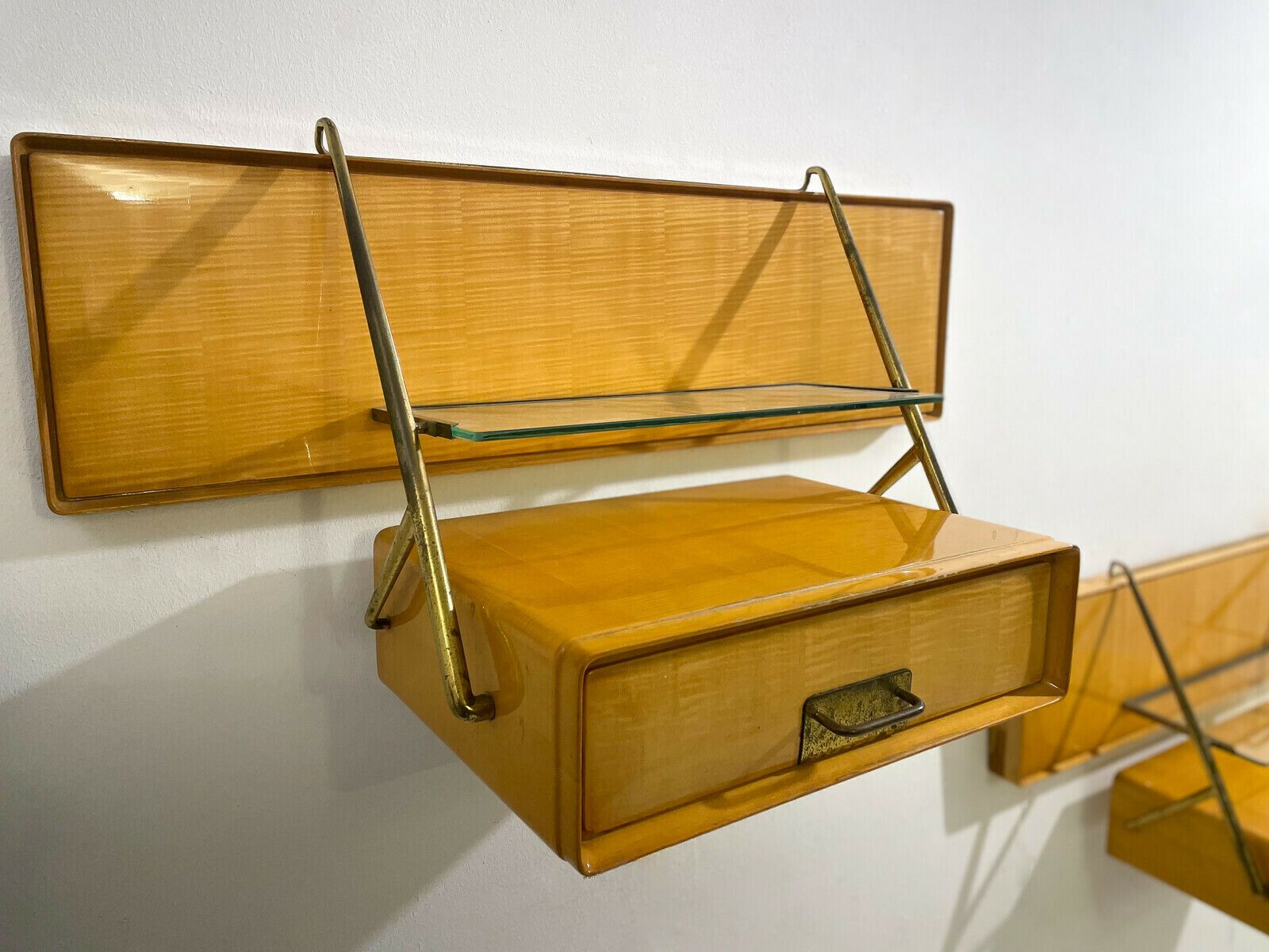 Pair Of Italian Wall Mounted Nightstands By Silvio Cavatorta photo furniture