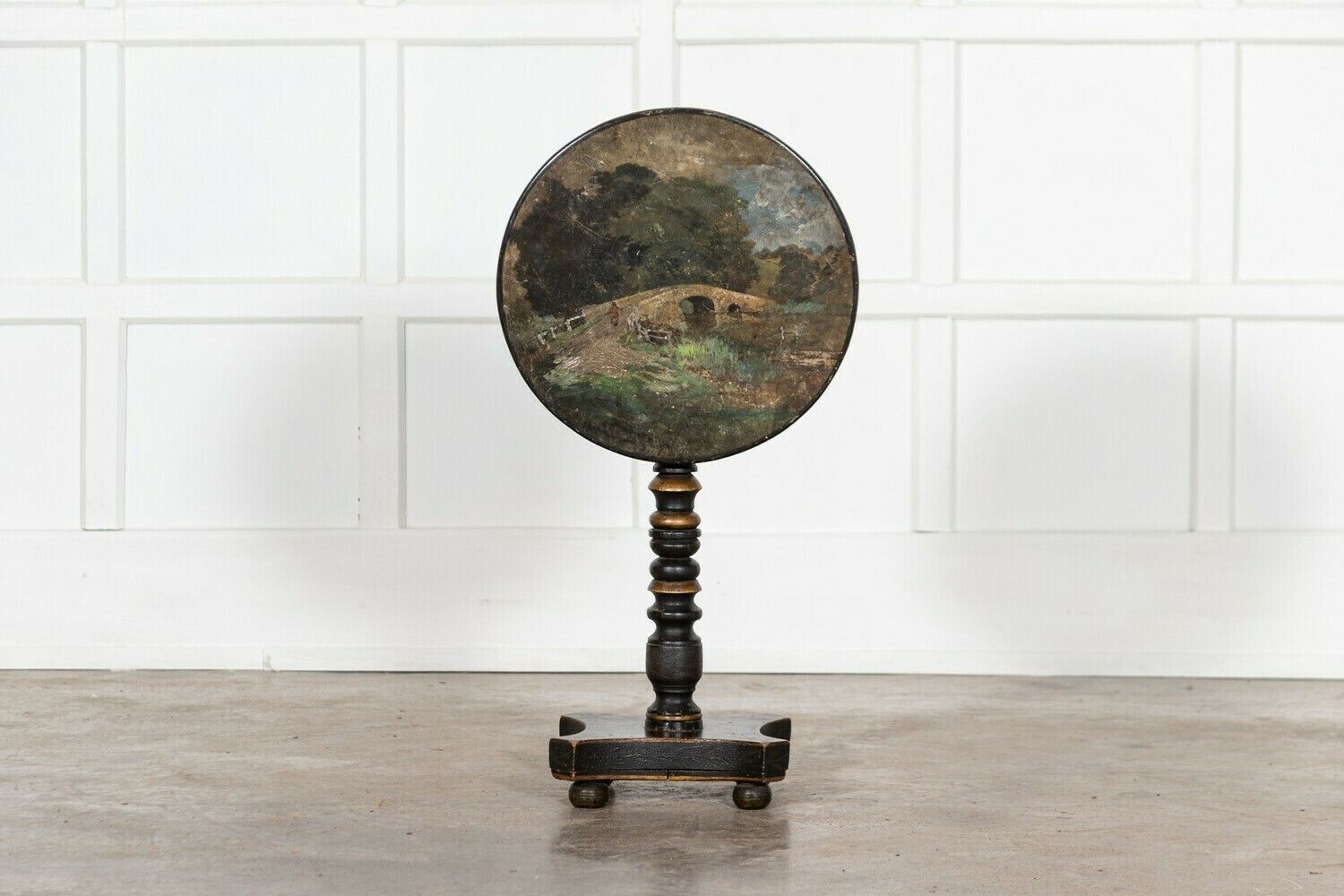 Georgian English Painted Tilt Top Side Table photo furniture