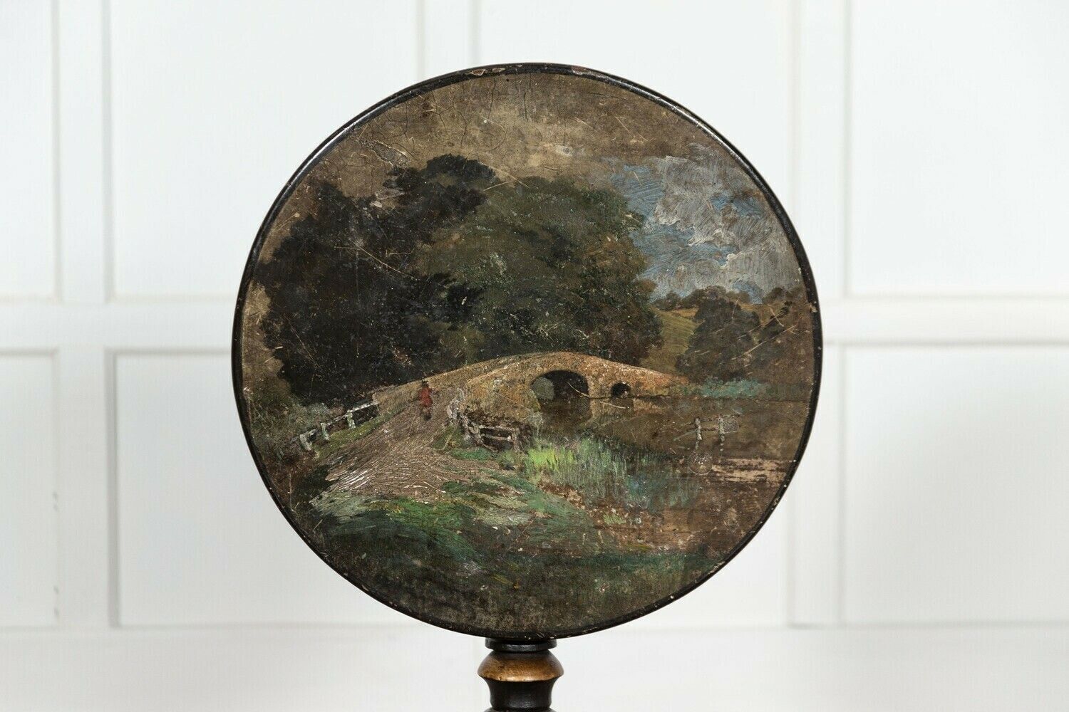 Georgian English Painted Tilt Top Side Table photo for sale