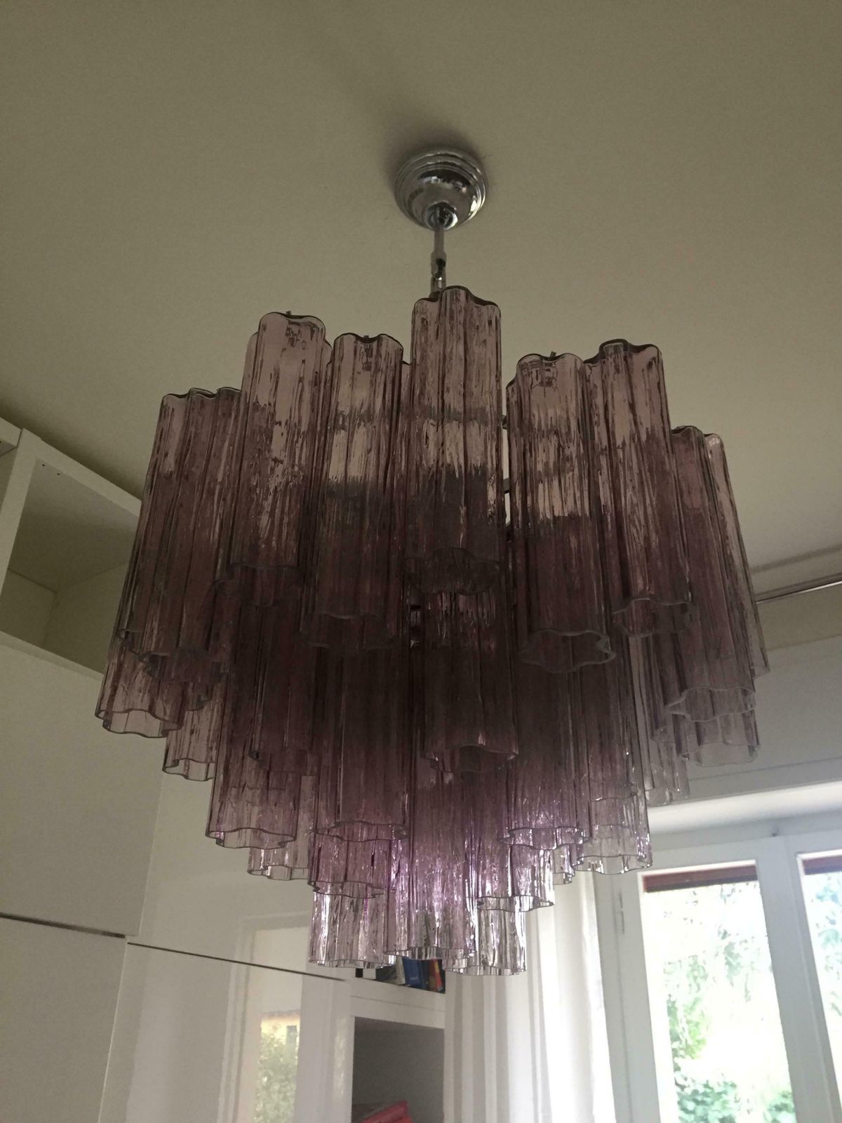Impressive Murano Glass Sputnik Chandelier Like Mazzega Zuccheri Venini Barovier Style Light Fucsia photo vinterior