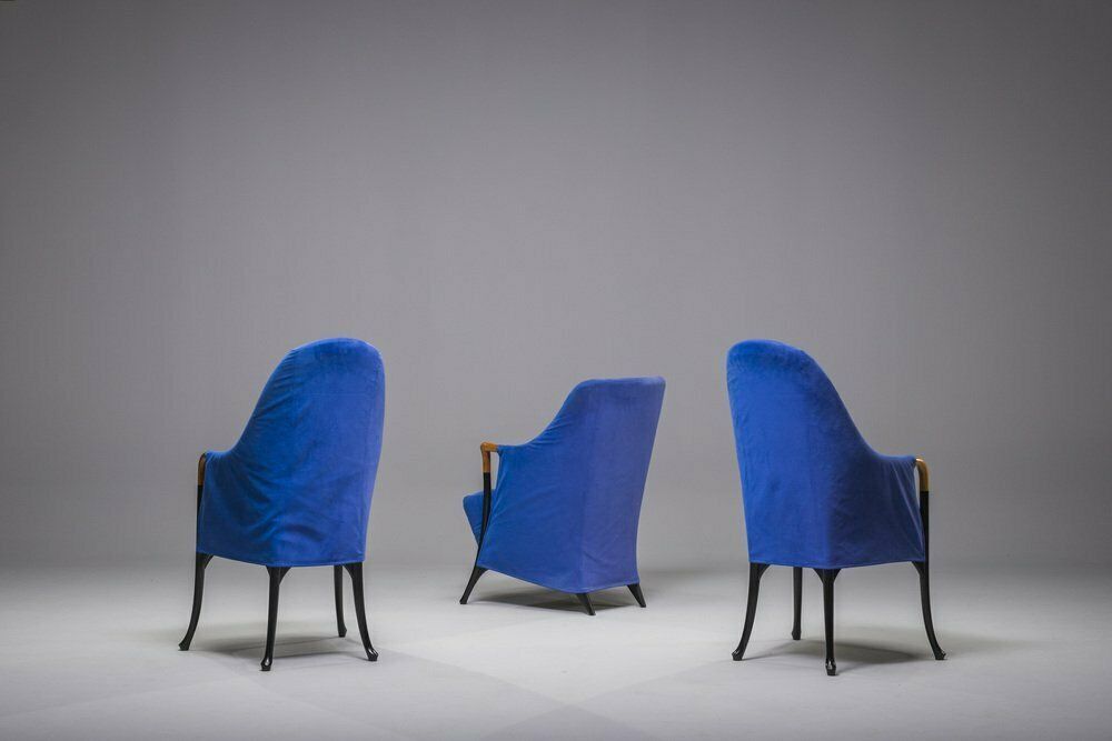 Italian Project Alcantara Armchairs By Umberto Asnago For Giorgetti/Progetti, 1980s, Set Of 3 photo vintage