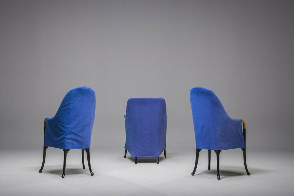 photo furniture Italian Project Alcantara Armchairs By Umberto Asnago For Giorgetti/Progetti, 1980s, Set Of 3