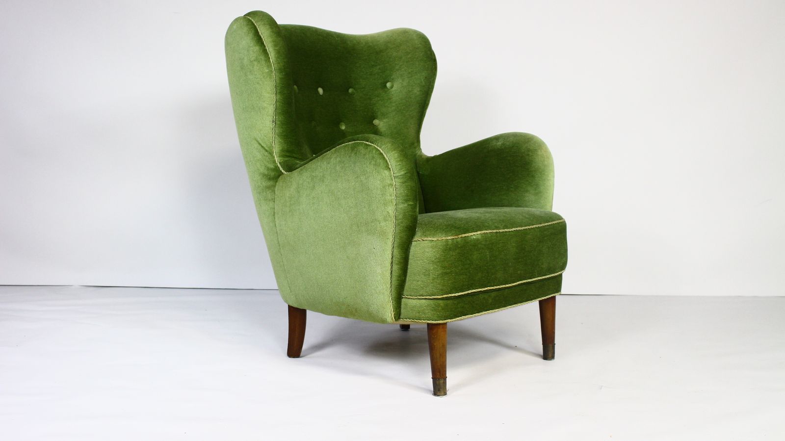 1950s Danish Green Velvet Armchair photo 1099.0