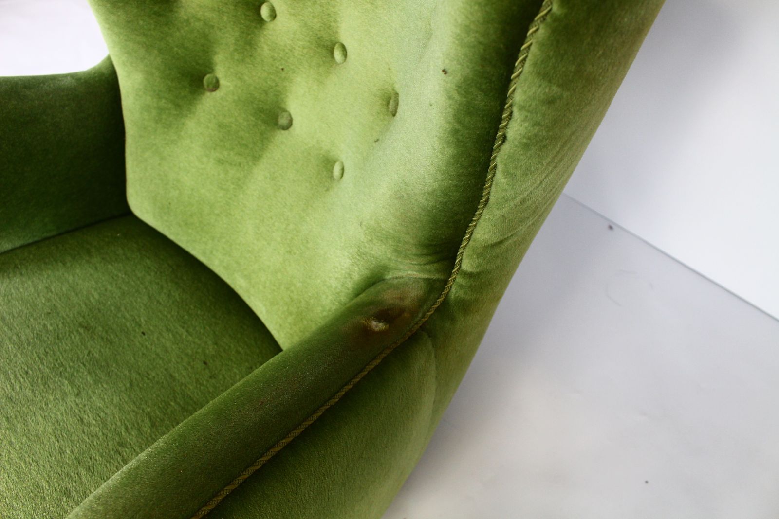 photo furniture 1950s Danish Green Velvet Armchair