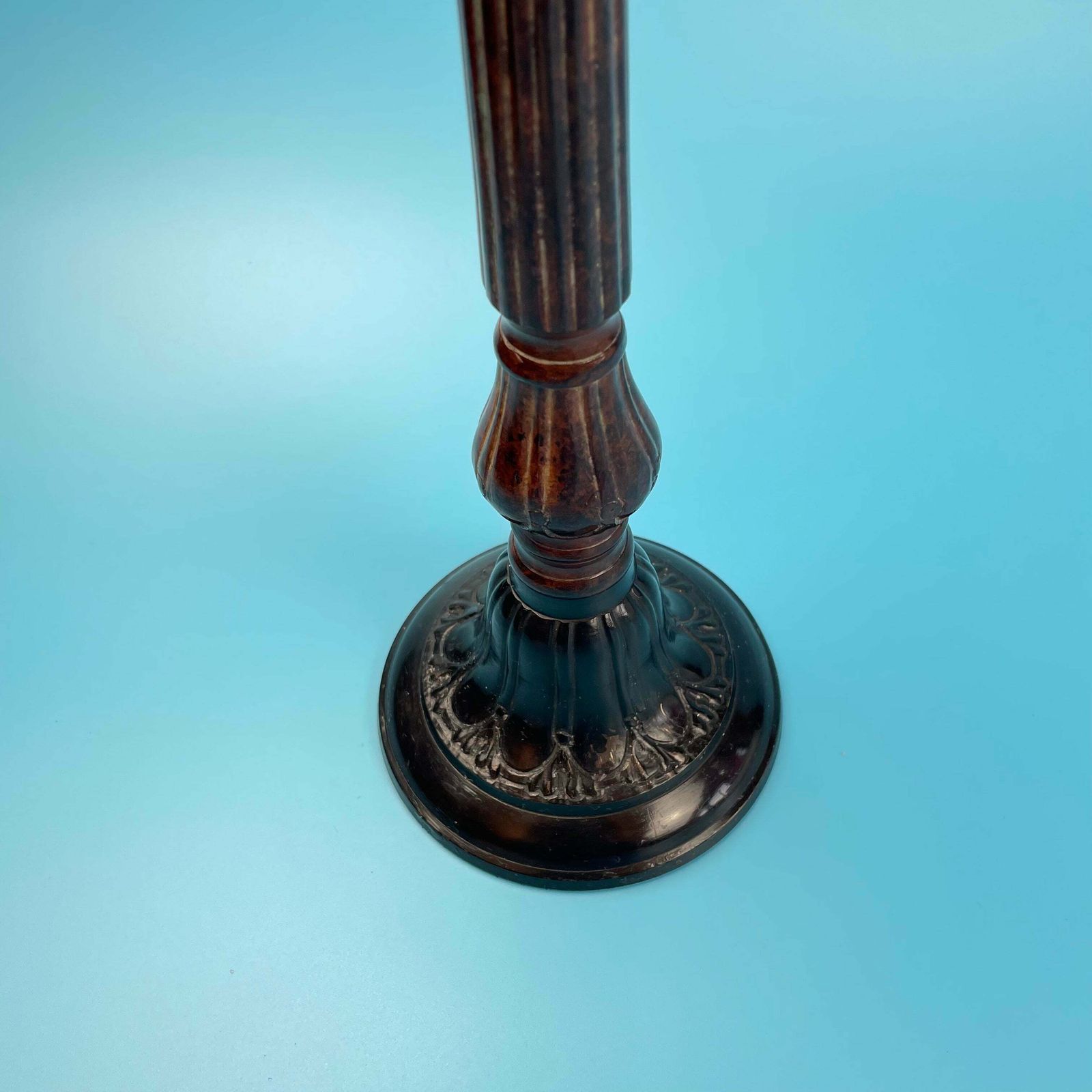 Cast Metal & Enamel Candle Holder Heavy (Single) photo vintage