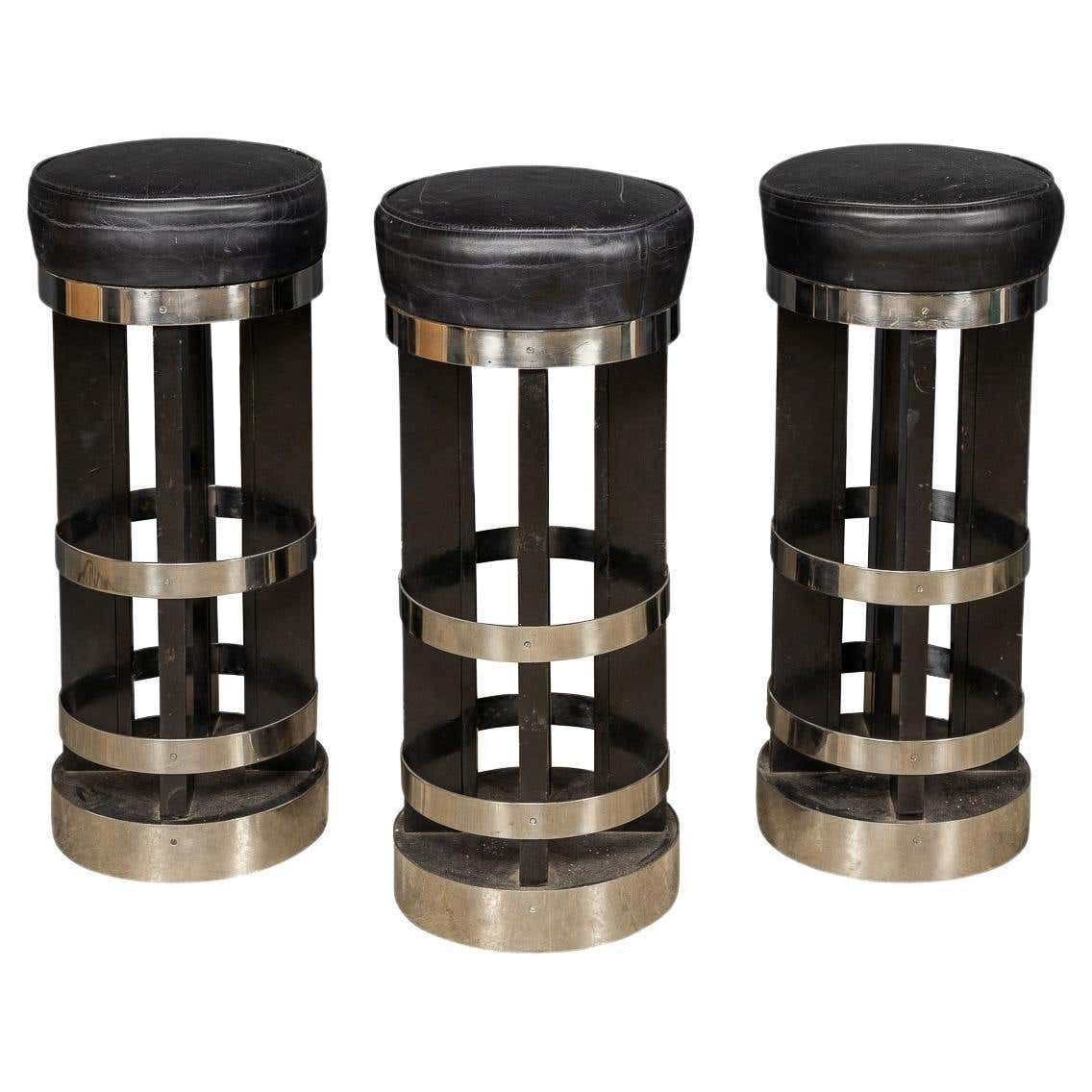20th Century Set Of Three American Swivel Top Stools, C.1950