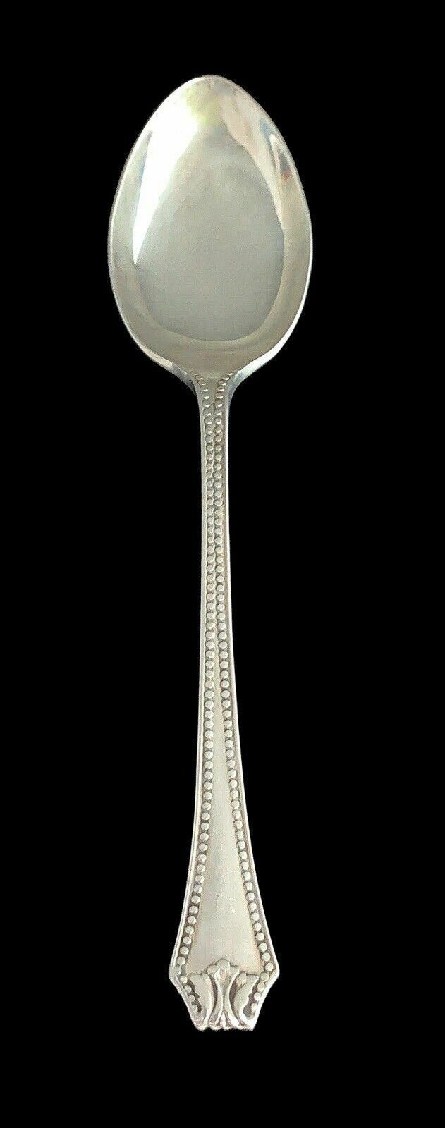 Antique Boxed Art Deco Sterling Silver Set Of 6 Large Beaded Teaspoons, Grecian photo 260.0