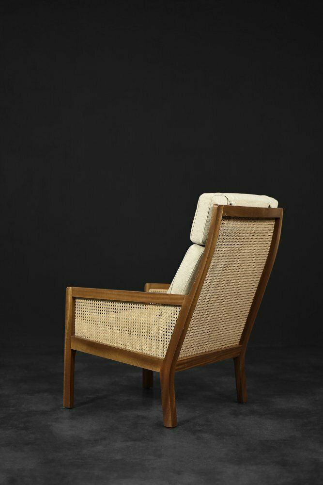 Mid Century Scandinavian Modern Mahogany Armchair With French Wicker By Bernt Petersen Dla Wørts Møbelsnedkeri, 1960s Mid Century Scandinavian Modern photo Furniture