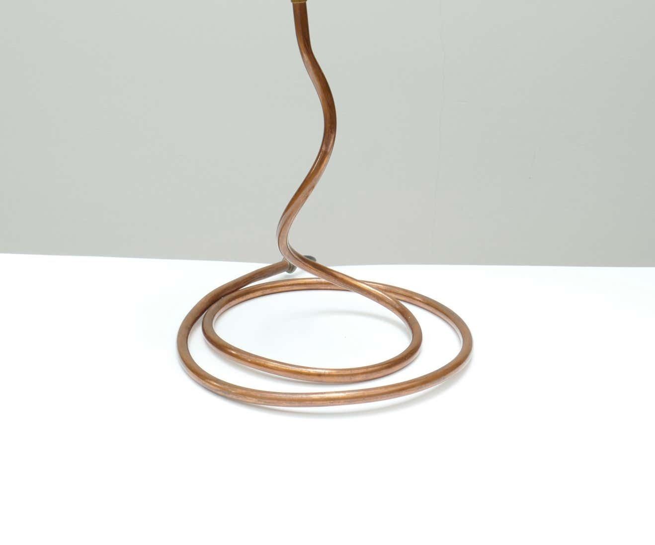 Metal Woven Mesh Flower Table Lamp With Brass & Copper Serpent Base, Italy 1970s photo for sale