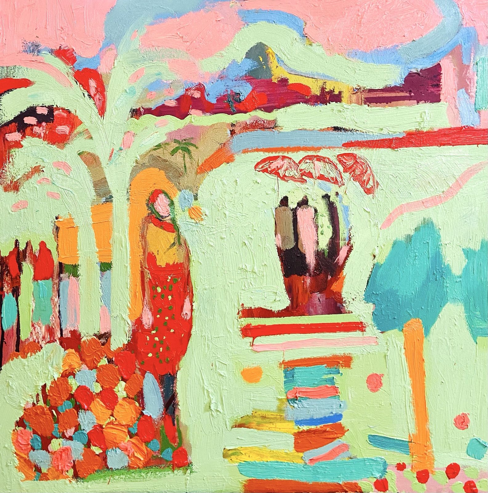 Desert Umbrellas. Expressionist Oil Painting By Paul Wadsworth photo furniture