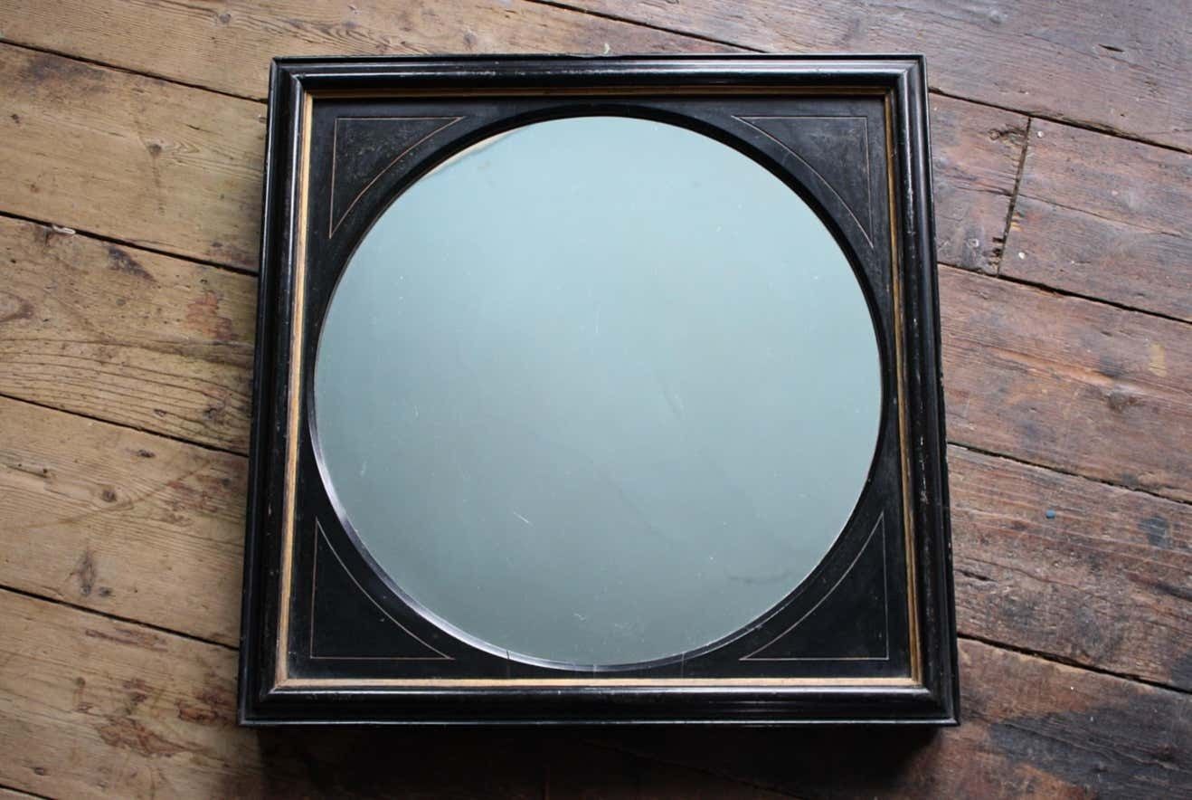Home Decor Late 19th Century Aesthetic Movement Ebonised & Gilt Ripple Mirror photo