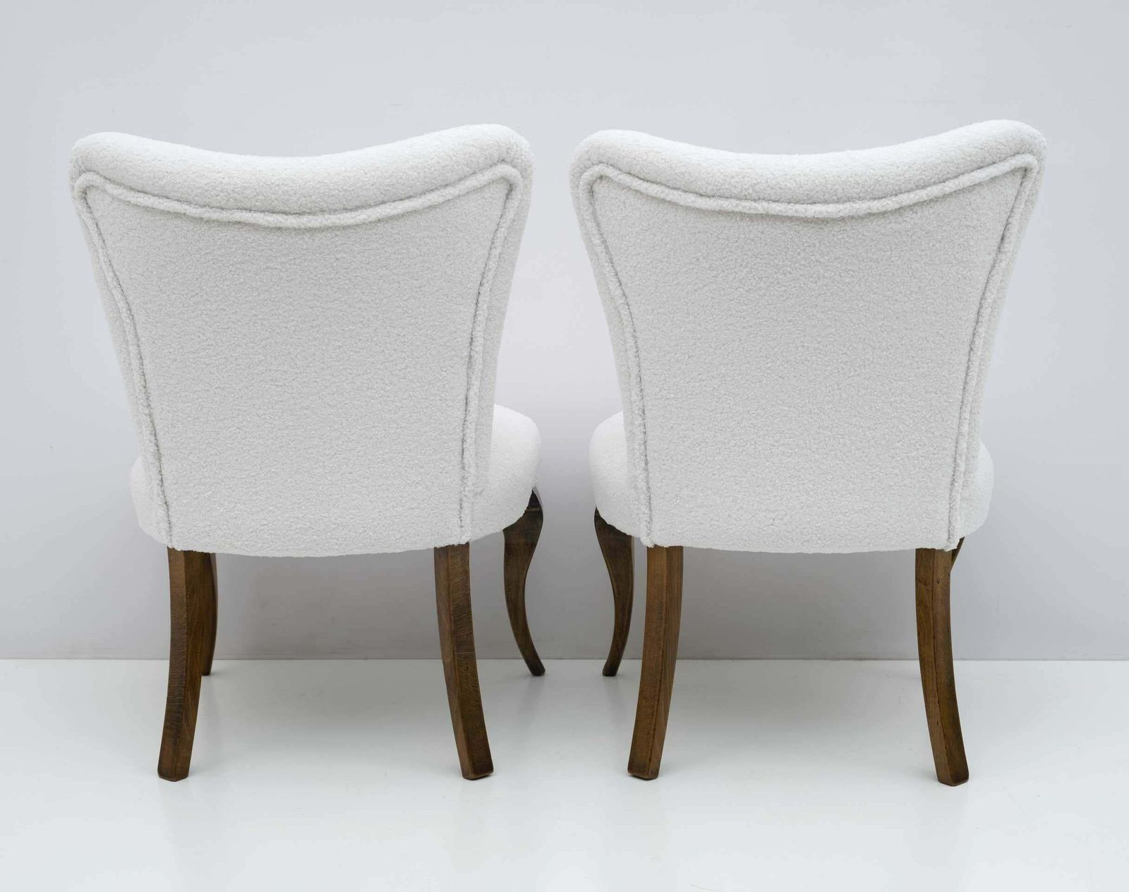 Pair Of Chippendale Style Italian Boucle Small Armchairs, 1940s photo vinterior