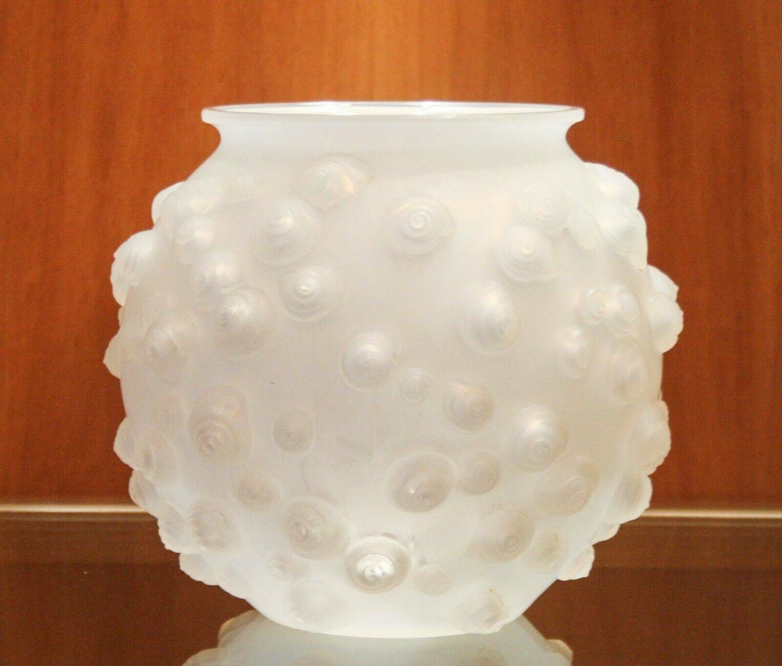 Renè Lalique France Vase Palissy White Glass Vintage 1926 Glass Art Nouveau Liberty
