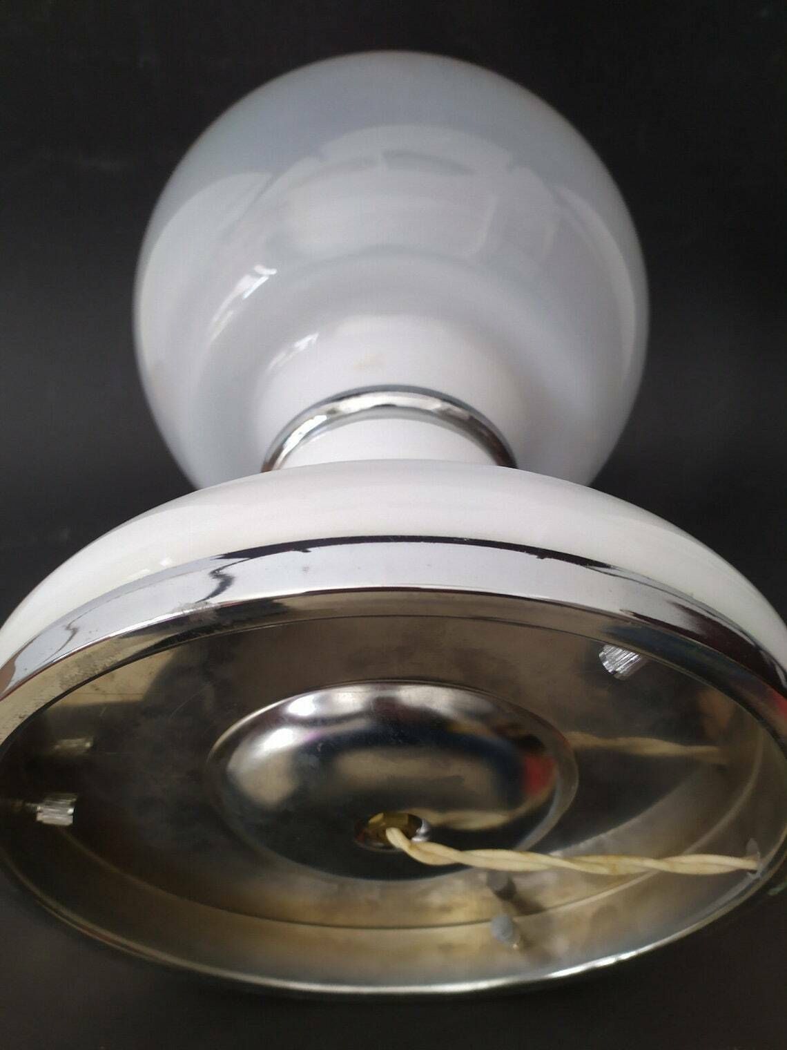 photo furniture Rare Double White Murano Glass Lamp Design Mazzega Vintage Space Age Carlo Nason Birillo 70s Chrome