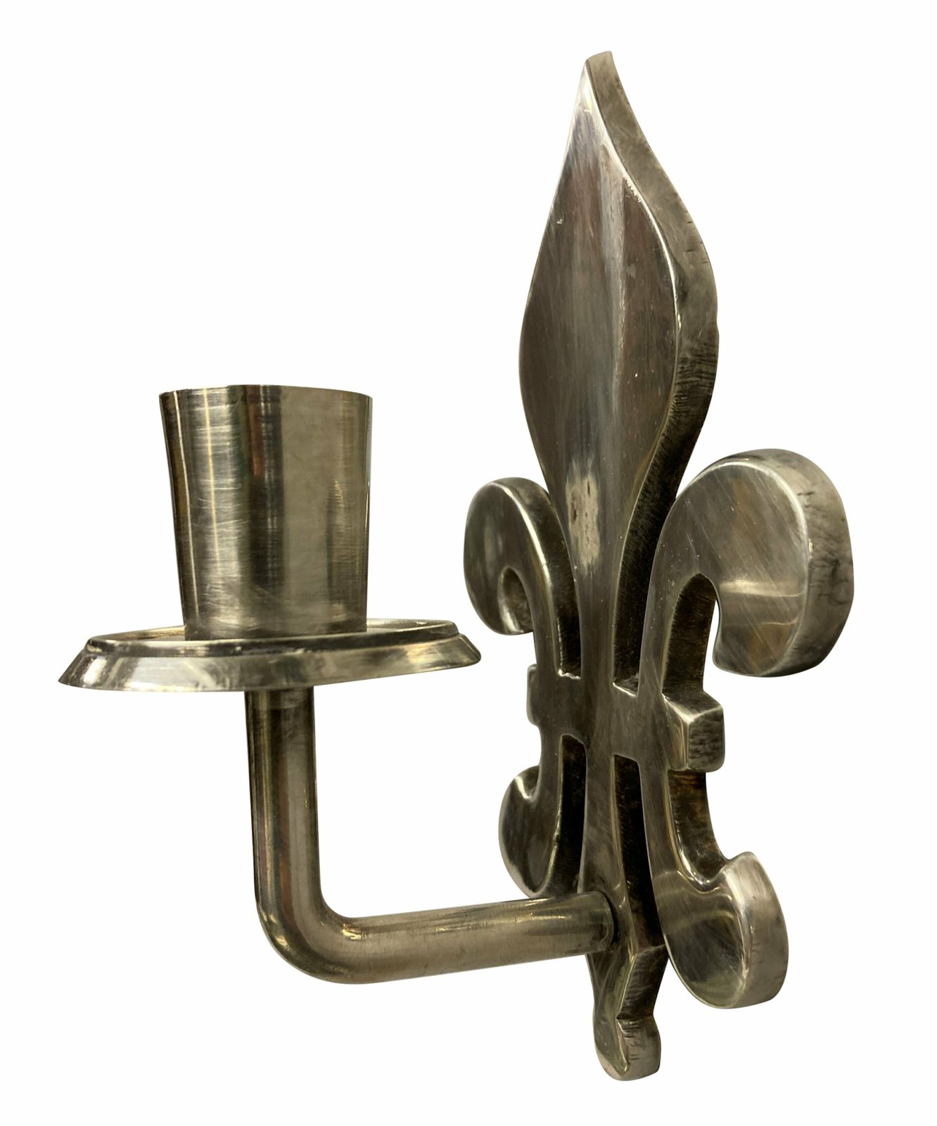 A Pair Of Silver Plated Fleur De Lys Candle Sconces photo Home Decor