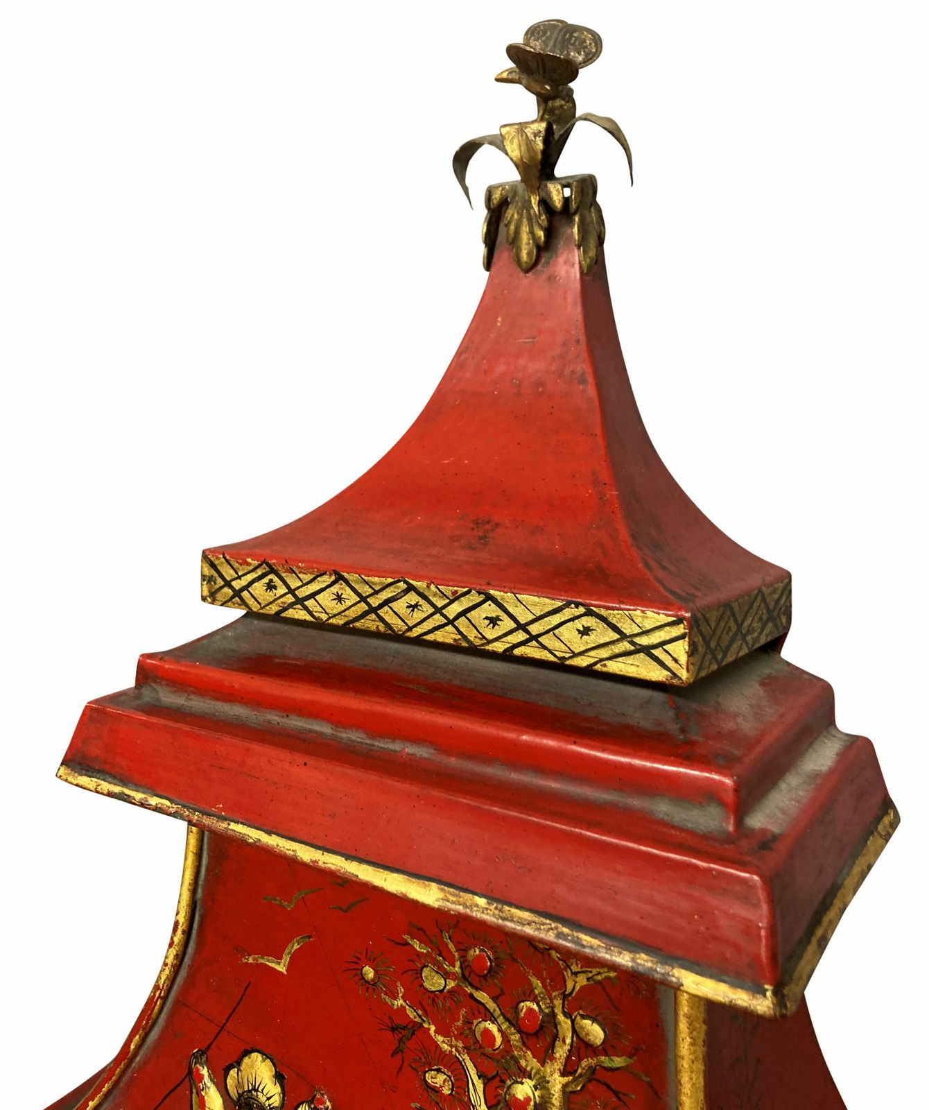photo for sale An Impressive Pair Of Regency Style Scarlet Japanned Wall Lanterns