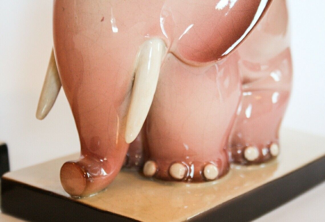 Tarcisio Tosin Bookends Bookends Pink Ceramic Elephant La Freccia 30s 1934 Art Deco photo furniture