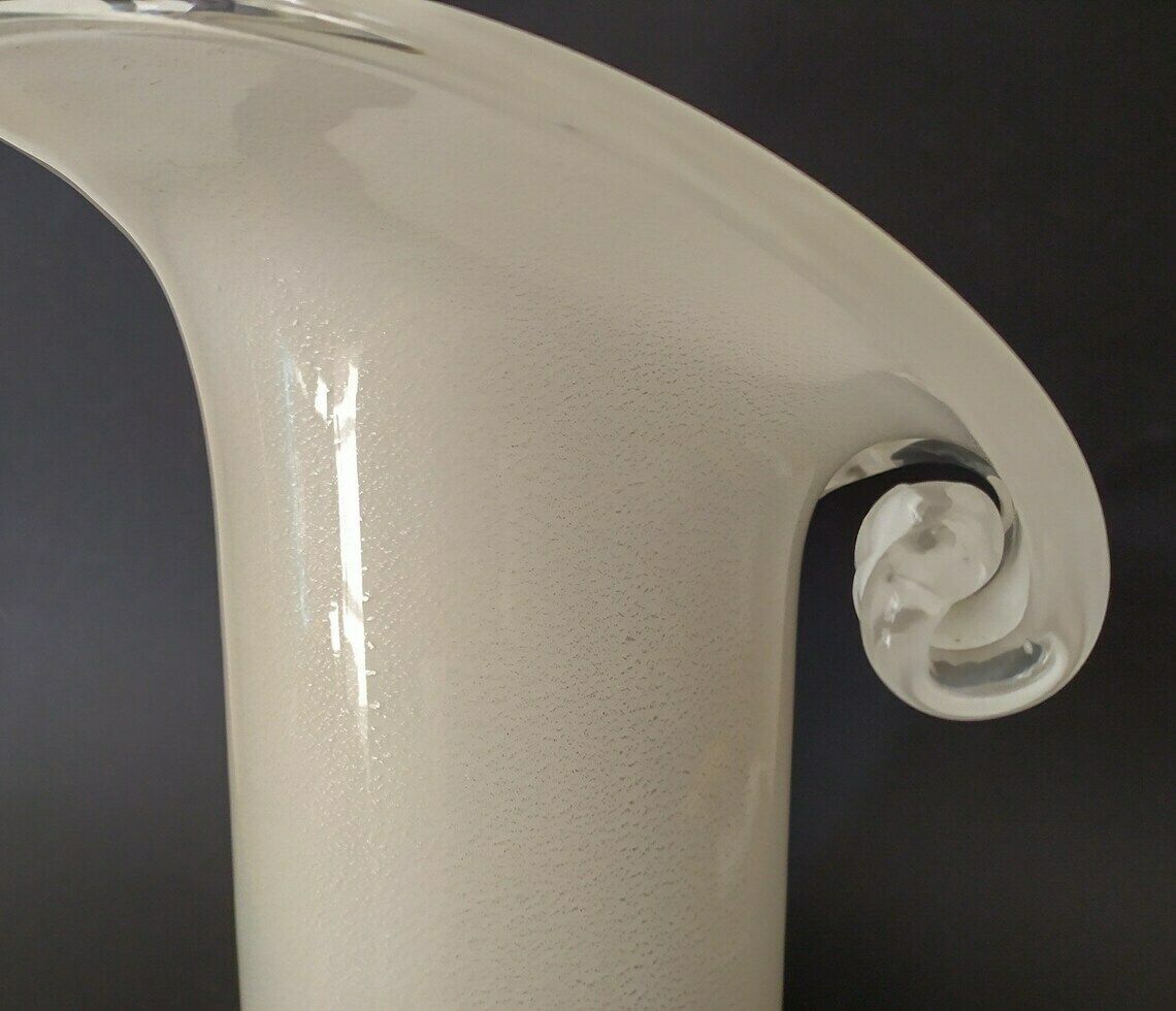 Wonderful Murano Desk Light Lamp Big Calla Design Venini Carlo Scarpa Vintage White Silver Italian Glass Home photo 538.8