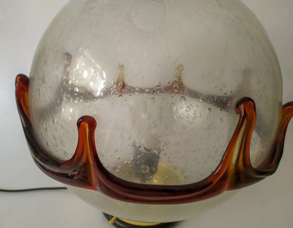 Wonderful Ball Light Vintage Table Lamp Design Space Age Glass By Murano Mazzega Brotto Nason Sugars Amber Bullicante Lamp photo buy