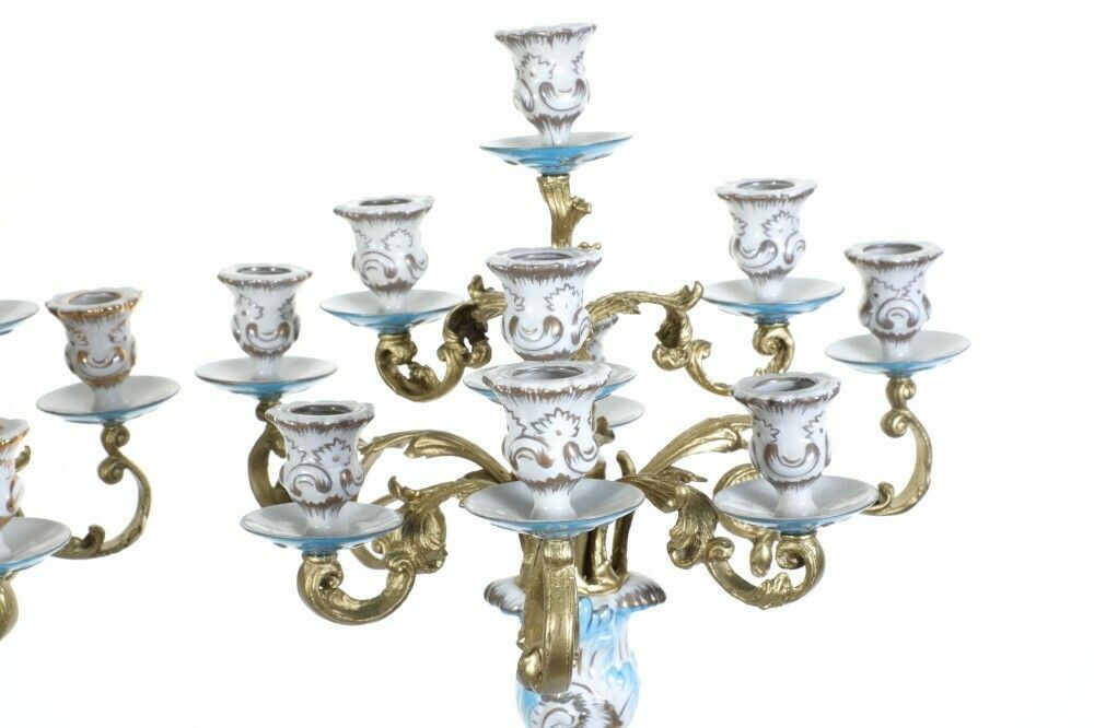 Pair Sevres Candelabras Porcelain Bisque Cheight Erubs Candles photo Home Decor