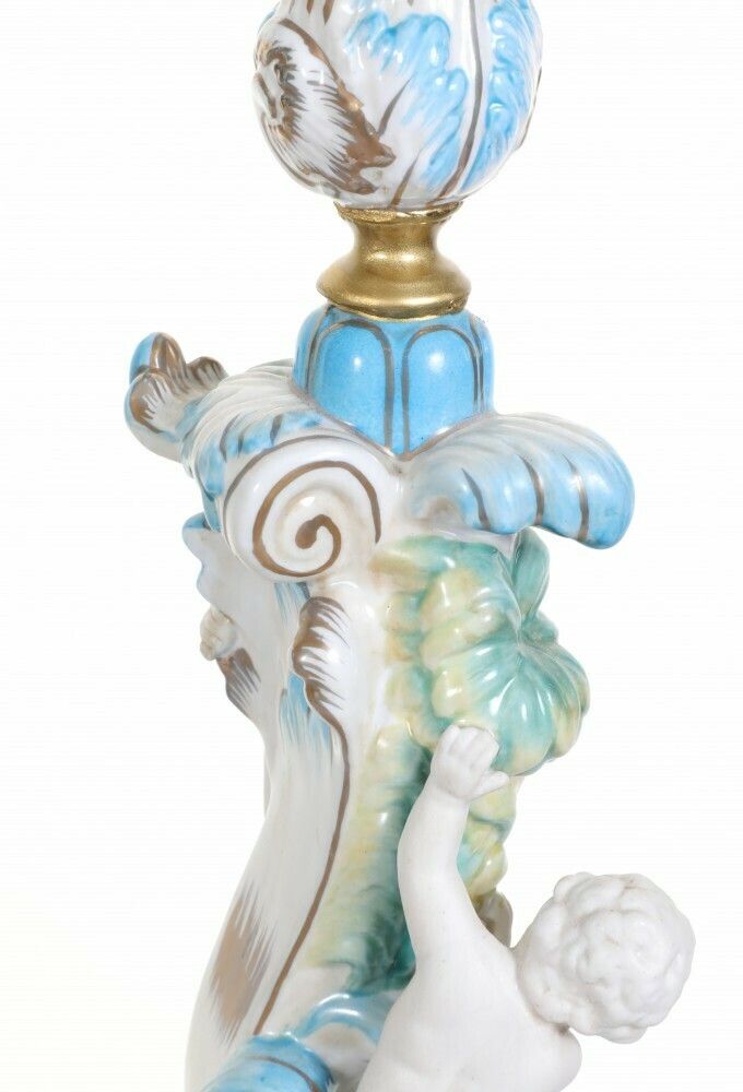 875.0 Pair Sevres Candelabras Porcelain Bisque Cheight Erubs Candles photo