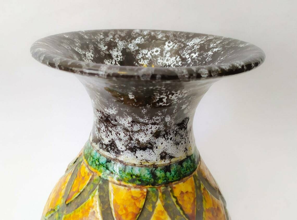 Large Vase New Renaissance Studio 4 Was Bitossi Mid Century Modern Design Yellow Green White And Black Ceramic photo for sale