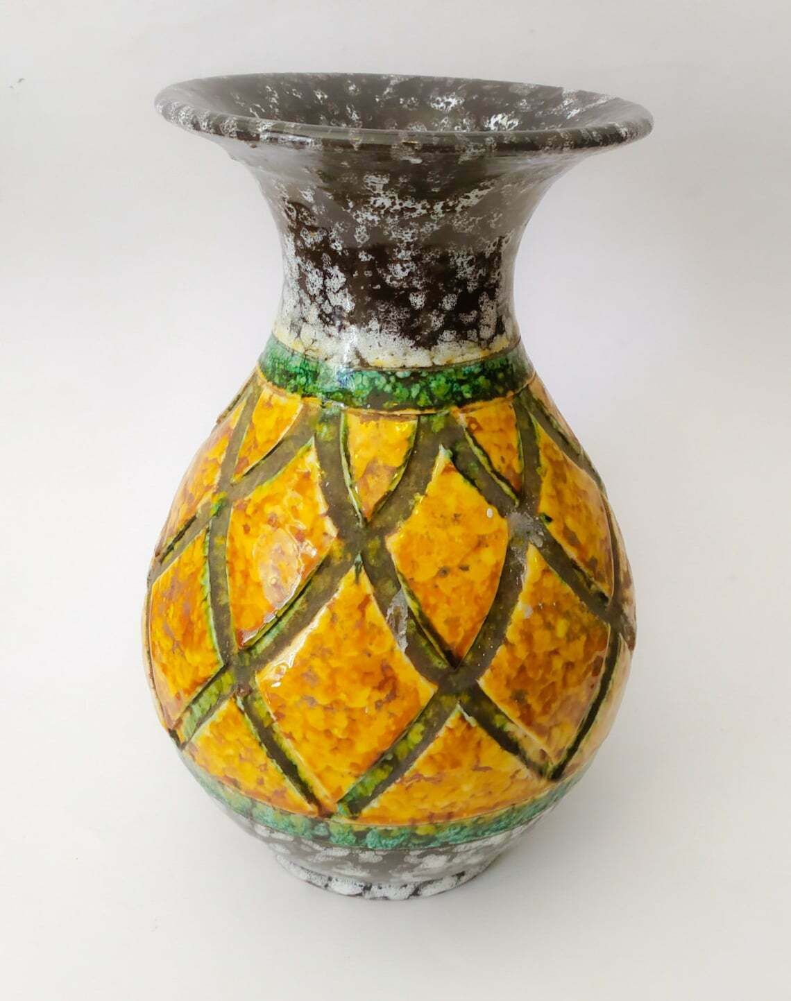 Large Vase New Renaissance Studio 4 Was Bitossi Mid Century Modern Design Yellow Green White And Black Ceramic photo Home Decor