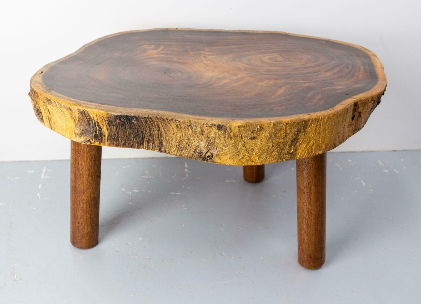 French Brutalist Coffee Table Exotic Wood, Circa 1960 photo furniture