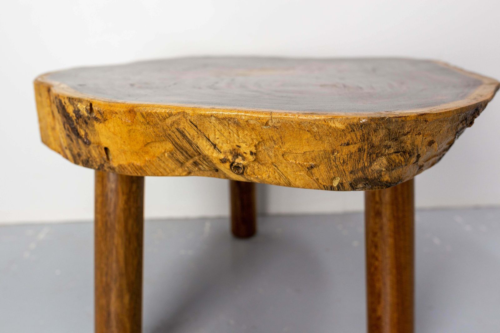 French Brutalist Coffee Table Exotic Wood, Circa 1960 photo for sale