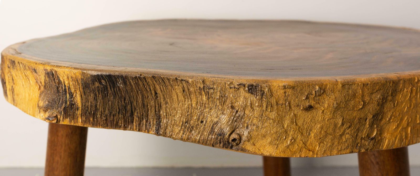 French Brutalist Coffee Table Exotic Wood, Circa 1960 photo vintage