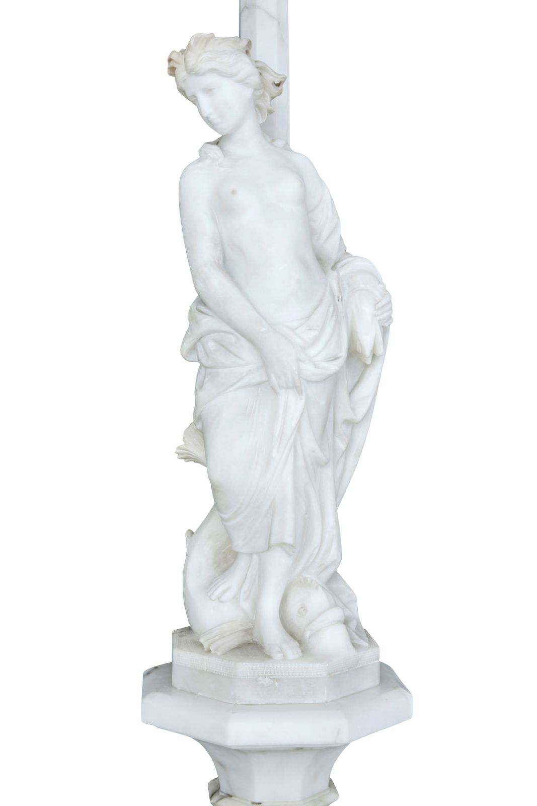 photo for sale Early 20th Century Swedish Alabaster Figural Lamp