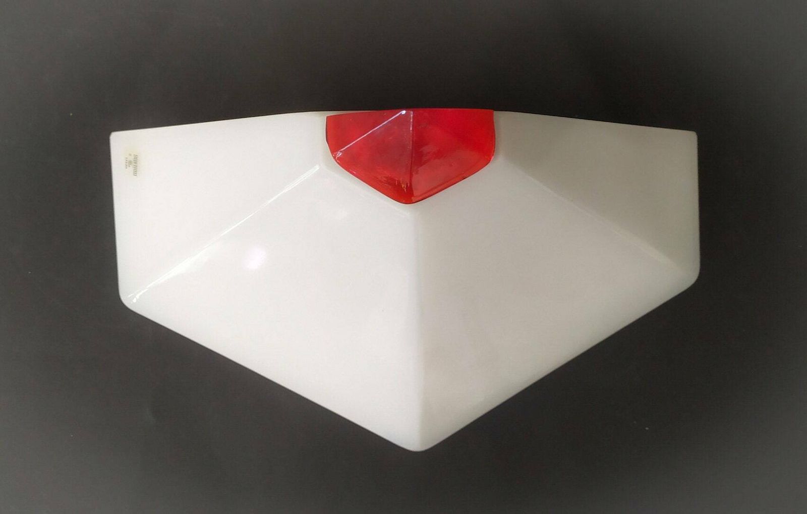 Wandlamp Matita Design Federica Marangoni Murano Glas Wit En Rood Vintage Jaren 80 Italiaanse Glazen Wandlamp Nason